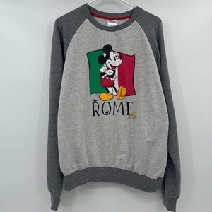 Disney Sweatshirt Men Medium Gray Mickey Mouse Rome Long Sleeve Pullover